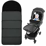 Vicloon Winterfußsack, Übergangsfußsack für Kinderwagen Buggy, Wasserdichter Warmes Fußsack Buggy mit Verstellbaren Seitlichen Reißverschluss, Universal Winterfußsack für alle Kinderwagen (Schwarz)