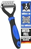 DEZENDO® - Unterfellbürste für Hunde & Katzen mit MITTEL- & LANGHAAR (Gr. S-M) - Hundebürste & Katzenbürste gegen Verknotungen & für Fellpflege (ohne ziepen) - Fellbürste für Unterwolle & Unterfell