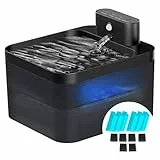 Katzenbrunnen Kabellos, 2.2L Trinkbrunnen Für Katze Kabellos Mit Bewegungsmelder, Katzentrinkbrunnen Leise Wasserpumpe Mit Led, Batteriebetrieben 2600mah mit 6 Kohlefilters + 6 Schwämmes
