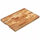 Ordellia Hackblock 60x40x4 cm aus massivem Akazienholz Küchenbrett mit Saftnut, Fingerrille, Streifendesign für Gemüse Fleisch Fisch zum Schneiden und Hacken