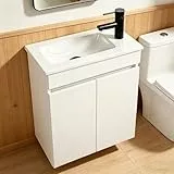 NUESTRA VIDA Waschbeckenunterschrank 50 cm Waschtisch mit Unterschrank, Badmöbel Set mit waschbecken, Unterschrank waschbecken hängend für kleine Badezimmer, Gäste WC, Ohne Armatur, Weiß(50x27x58cm)