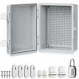 EYPINS Wasserdicht Verteilerkasten IP67, Anschlussdose Wasserdicht ABS Kunststoff Gehäuse außen Steckdosenkasten, Schaltkasten, Stromkasten mit Montagezubehör 22x17x11cm | Grauer Schaltschrank