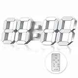 EDUP HOME 3D LED Digital Wanduhr 15 Zoll Electronic Wall Clock Mit Fernbedienung Dimmbar Nachtlicht Uhr Mit USB Kabel verbinden für Office Home Hotel/Zimmer,Kalender,Alarm,Countdown,Stunden/Minuten