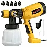 ROTTOGOON Farbsprühsystem Wandfarbe 550W 32000PRM 1400ML Farbsprühgerät mit 5 Düsen und 3 Muster Farbsprühpistole für Wandfarbe Gartenzaun Wände DIY Yellow