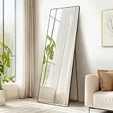 SONGMICS Ganzkörperspiegel, 160 x 50 cm, rechteckiger Standspiegel, Rahmen aus Aluminiumlegierung, Hartglas, für Schlafzimmer, Wohnzimmer, Garderobe, tintenschwarz LFM030B01