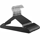 SONGMICS Kleiderbügel, 20 Stück, Jackenbügel aus Metall, dünn und Antirutsch, Ø 4 mm Platzsparend um 360° drehbarer Haken, schwarz CRI33B-20