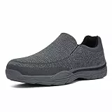 Herren Wanderschuhe Slip On Loafer Casual Leichte Mesh Bequeme Sneakers, Grau (grau), 46 EU