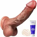 PRONFANS 20.5CM Realistischer Dildo Dicker Fester Anal Dildo Penis mit Stärkerem Saugnapf und Großen Hoden, Dildos aus Weichem Silikon, Sex Spielzeug für die Männer Frau Paare Sex Toys