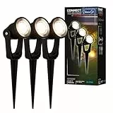 BRILONER - Connect to Shine 12V Gartensystem 3er Set LED Strahler mit Erdspieß, Erweiterungsset, IP65, warmweißes Licht, Gartenbeleuchtung, LED Gartenstrahler, 22,5x6x5 cm, Schwarz
