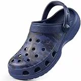 Harvest Land Unisex Kinder Clogs Rutschfeste Gartenschuhe Jungen Mädchen Komfort Pantoletten Sandalen Blume Dunkelblau EU31