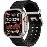 Ersatzarmband Kompatibel mit Apple Watch Armband Ultra 2/Ultra 49 mm 46 mm 45 mm 44 mm 42 mm, 23 mm verstellbare Sport Loop-Ersatzarmbänder aus Silikon für die iWatch Serie 10 9 8 7 6 5 4 SE 3 2 1
