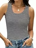 StylSense Damen Tops Sommer U-Ausschnitt Ärmellos Tank Top Sexy Oberteile Gerippte Basic Shirt Damen