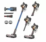 SunSare Akku Staubsauger Kabellos 550W/45000Pa/60min Laufzeit, Kabelloser Staubsauger mit Ladestation, Leichter Freistehend Akkustaubsauger, Super Leise Akkusauger für Hartböden Teppiche Tierhaare