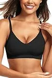 Vertvie Nahtloser Damen-BH, ohne Bügel, butterweich, bequem, kabellos, volle Abdeckung, Push-up-Sport-BHs, Alltagskleidung (Schwarz, S), 1 x Schwarz, small