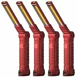 Coquimbo LED Arbeitsleuchte Werkstattlampe, Taschenlampe Aufladbar Werkstatt Handlampe Geschenke für Männer mit Magnet und Haken für Auto Reparatur Camping Notfall (4 Stück, Rot)