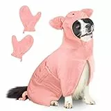 Bibykivn Hundebademantel Schnell Trocknend Badetuch aus Mikrofaser, Einstellbar Hundehandtuch mit Klettverschluss, Saugfähiger Hunde Bademantel mit Hut für Mittlere Kleine Hunde (Schweinchen, M)