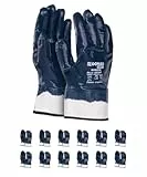 DONAU SAFETY Nitril-Arbeitshandschuhe Vollbeschichtet/Dunkelblau Blau/Größe 10, 12 Paar/Handschuhe/Wasserdichte ölbeständig Abriebfest Schutzhandschuhe Nitrilhandschuhe