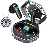 ANCwear Kabellose Ohrhörer, Bluetooth-Kopfhörer, Ohrstöpsel mit Metallkette & USB-C-Ladehülle, Mecha-Design mit anpassbaren Aufklebern für Jugendliche und Junge Erwachsene