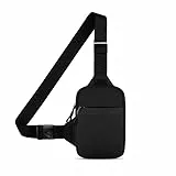 Generisch Kleine Schultertasche - Mini Crossbody Bag, wasserdicht, verstellbarer Gurt, kompakte Umhängetasche für Reisen, Wandern, Laufen und Alltag - Schwarz (L)