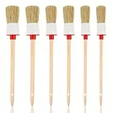 Borstenpinsel Set 6 Stück, Naturholz Rundpinsel Borstenpinsel 20/25/30mm, Professionelle Ringpinsel, Helle Borste Lackierpinsel, Wachspinsel zum Streichen von Wänden und Möbeln für Hausgebrauch