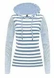 TrendiMax Damen Kapuzenpullover Sweatshirts Gestreift Hoodie Pulli Langarm Pullover 100% Baumwolle, Hellblau, S