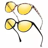 LVIOE 2 Stück Nachtfahrbrille Polarisiert Leichter Rahmen, Reduziert Scheinwerferblendung für Nachtsicht