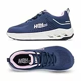 GOOBON Damen-Wanderschuhe mit breiter Zehenpartie, Fußgewölbeunterstützung, breite Breite, Tennis, Laufen, Sneaker, kein Fallenlassen, Bluepink, 40 EU