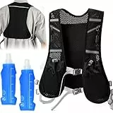 VGECEE Laufweste Damen & Herren Trinkweste Trinkrucksack Laufen mit 2X 500ml Trinkblase Laufrucksack Reflektierende Weste Laufen Verstellbare Wasser Rucksack Joggen für Läufe, Radfahren, Trails