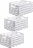 Rotho Country 3er-Set Aufbewahrungsbox 6l in Rattan-Optik, Kunststoff (PP) BPA-frei, weiss, 3 x A5/6l (28.0 x 18.5 x 12.6 cm), Nicht zutreffend
