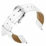 Cobee Leder Uhrenarmbänder, strukturiertes gepolstertes Vintage Uhrenarmband mit Edelstahl Schließe Schnellverschluss Ersatzarmband aus weichem Rindsleder mit Federwerkzeug(Weiß,22mm)