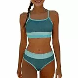 XINYUNZU Bikini Mädchen Zweiteiler Badeanzug Bademode Schwimmanzug Swimsuits Girls Badebekleidung Schwimset Strand Urlaub Badebekleidung Mode Badeanzüge für Kinder und Teenager Blau 14 Jahre