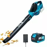 Laubbläser Akku für Makita Akku 18V, 219 km/h 5-Gang Luftgeschwindigkeit Gebläse, 28000RPM Bürstenlosen Leistungsstark Laubgebläse Akkus (Schwarz mit 1 Batterie)