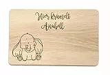 Hier krümelt - Brotzeit Brettchen mit verschiedenen Tier Motiven - unbehandeltes Brett mit hochwertiger Gravur (Elefant)