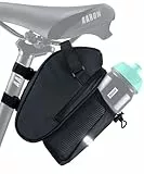 AARON Fahrrad Satteltasche mit Flaschenhalter, Wasserabweisende Fahrradtasche mit Reflektor, Satteltasche für E-Bike, Rennrad, Trekkingrad in schwarz