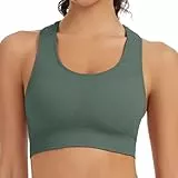 Lemef Sport BH Damen Racerback Push Up Sport Bustier Damen Racerback Keine Gepolstert für Yoga Fitness Laufen Bra Grün M