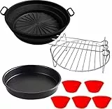 Heißluftfritteuse Zubehör, Airfryer Zubehör, Wiederverwendbar Air Fryer Accessories- 4 stk (18.5CM)