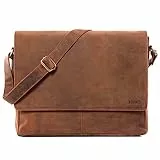 LEABAGS Messenger Bag, Oxford Echtleder Umhängetasche Herren Ständiger Begleiter, Leder Laptoptasche bis 15 Zoll Ausreichend Platz, Umhängetasche mit Schultergurt Begleiter Zur Arbeit