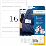 HERMA 4515 Namensetiketten ablösbar, 20 Blatt, 88,9 x 33,8 mm, 16 pro A4 Bogen, 320 Stück, selbstklebend, bedruckbar, rückstandsfrei abziehbare Acetatseide Namensaufkleber Etiketten, weiß