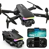 Drohne mit Kamera 1080P für Kinder,90°LED Bunt Lampe Bürstenlosem Drone mit WiFi Übertragung,Kameradrohne outdoor RC Quadrocopter für Jungen Mädchen,Handtasche,FPV Dual Kamera Drones für Anfänger
