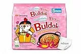 Samyang Buldak Carbonara Hot Chicken Flavour Ramen 5er Pack | Koreanische Instant-Nudeln | Cremig-scharfe Carbonara Ramen | 5 x 130 g + adraw Sticker (nicht vom Rückruf betroffen) (5er Pack)