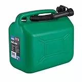 Draper 10-Liter-Kunststoff-Benzinkanister | Jerry Diesel-Kraftstoffkanister | 10000-ml-Wasserbehälter | 20-mm-flexibler Ausgießer-Durchmesser | 290-mm-Ausgießer-Länge | 09055, Grün