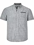 Jan Vanderstorm Herren Kurzarmhemd Milos in strukturierter Leinen-Optik | Button-Down-Kragen | kurzärmliges Chambray-Hemd aus 100% Baumwolle | große Größen L-7XL schwarz, 5XL (XXXXXL) - 51/52