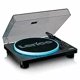 Lenco LS-50 - Plattenspieler mit Lautsprecher - LED Plattenteller - USB - Riemenantrieb - Vorverstärker - 33, 45 und 78 U/min - Auto-Stopp - Vinyl zu MP3 - Schwarz