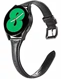 Wearlizer Armband Kompatibel mit Samsung Galaxy Watch 6/7/4/5 40mm 44mm, 20mm Leder Ersatzarmband für Galaxy 6 Classic/Galaxy 5 Pro/Uhr 4 Classic/Watch Active 2/Galaxy Uhr 3 41mm, Black/Black