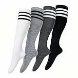 Justay Comf 4 Paar Overknee Strümpfe Damen Kniestrümpfe Knee High Socks Lange Socken Volleyballsocken Sportsocken Damensocken Einheitsgröße