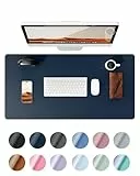 YSAGi Schreibtischunterlage 80x40cm, Premium Leder Mauspad XXL, Rutschfeste Tischunterlage Schreibunterlage, Multifunktionales Office Mousepad Schreibtisch Zubehör für Büro & Homeoffice (Dunkelblau)