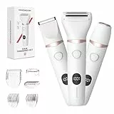 MAXGROOM 3-in-1 Intimrasierer für Frauen,Akku Elektrischer Rasierer Damen Intimbereich mit LED Nass-Trocken Damenrasierer Elektrisch,Bikini Trimmer Damen Intimbereich,Elektrorasierer Damen für Gesicht