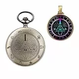 BOSHIYA Vintage Quarz Taschenuhren für Männer Frauen Gravity Falls Bill Cipher Taschenuhr mit Kette Weihnachten Graduierung Geburtstag Geschenke