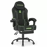 NSMAZXO Gaming Stuhl Ergonomisch mit Verstellbarer Rückenlehne & 360° Drehfunktion - Bürostuhl für Erwachsene/Jugendliche 150KG,PC-Stuhl Stoff in Grün für Homeoffice/Gaming