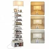 HOOBRO Bücherregal mit 9 Ebenen, Regal mit Licht and offenen Fächern, schmales Eckregal, Büroregal, Standregal, 35 x 24 x 172 cm, für Wohnzimmer, Schlafzimmer und Arbeitszimmer EWW09CDSJ01